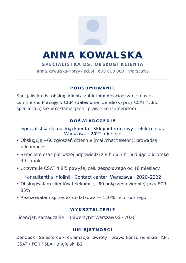 Szablon CV Executive — pod stanowiska kierownicze