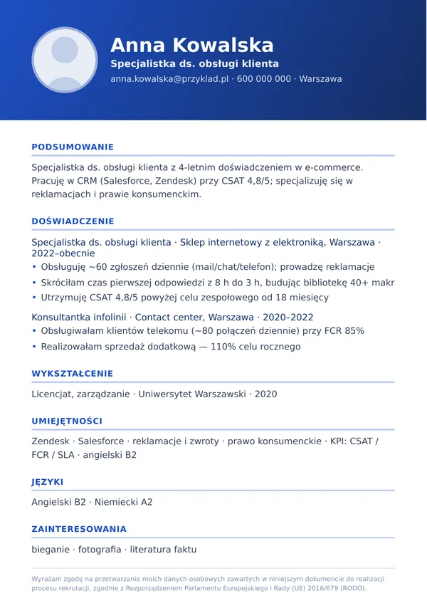 Szablon CV Gradient — tło gradientowe