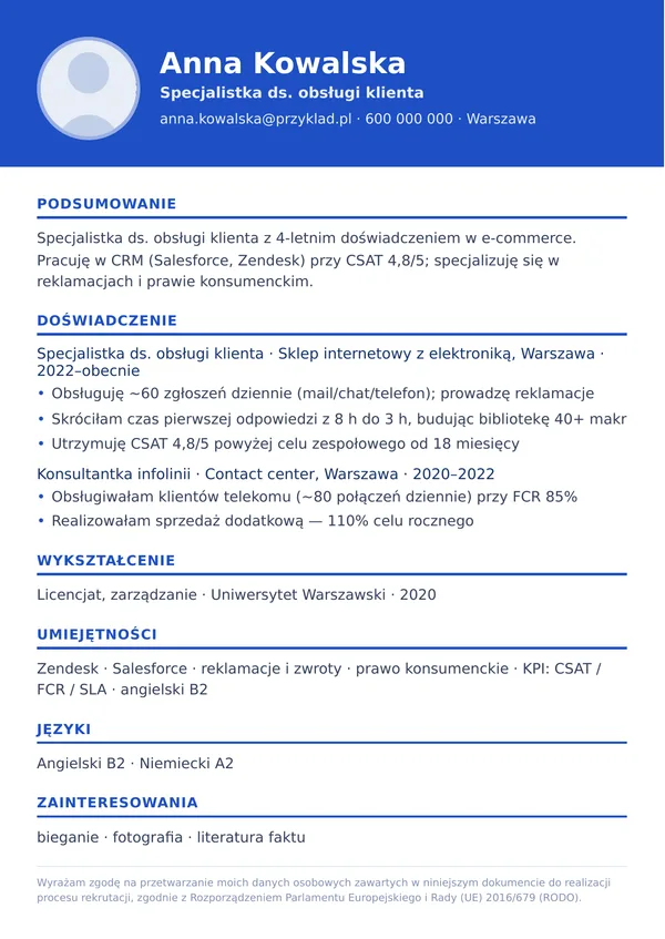 Szablon CV Modern — nowoczesny i czysty
