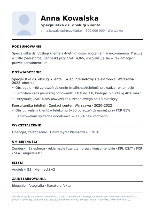Szablon CV Mono — monochromatyczny, techniczny