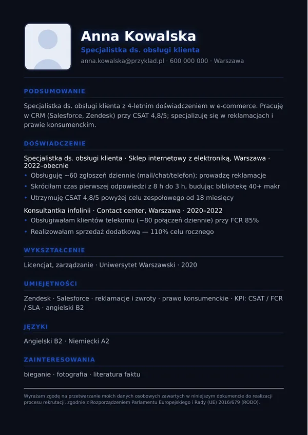 Szablon CV Neon — neonowe akcenty