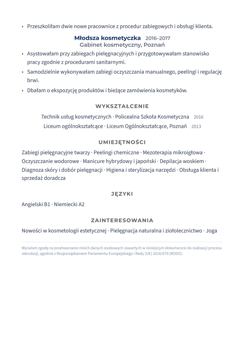 Wzór CV — Kosmetyczka — strona 2