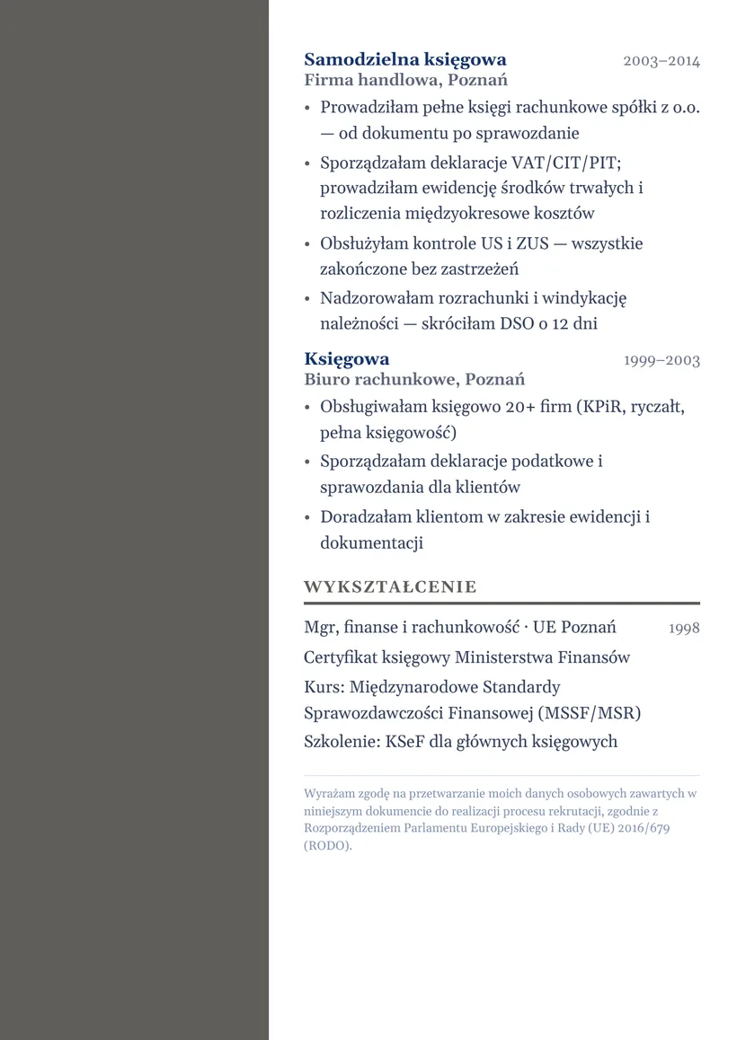 Wzór CV — Główna księgowa — strona 2