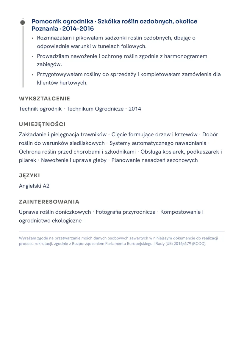 Wzór CV — Ogrodnik — strona 2