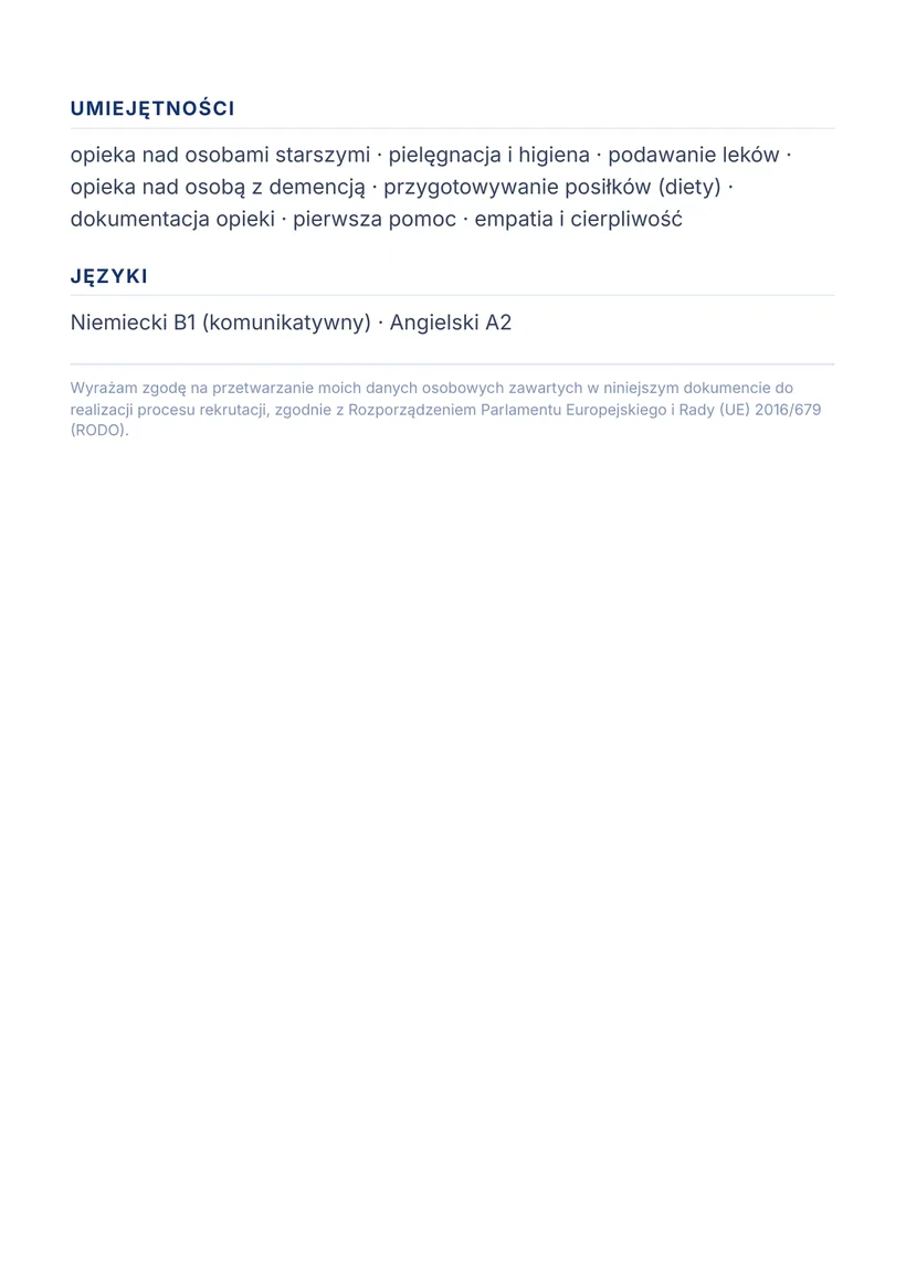 Wzór CV — Opiekunka osób starszych — strona 2