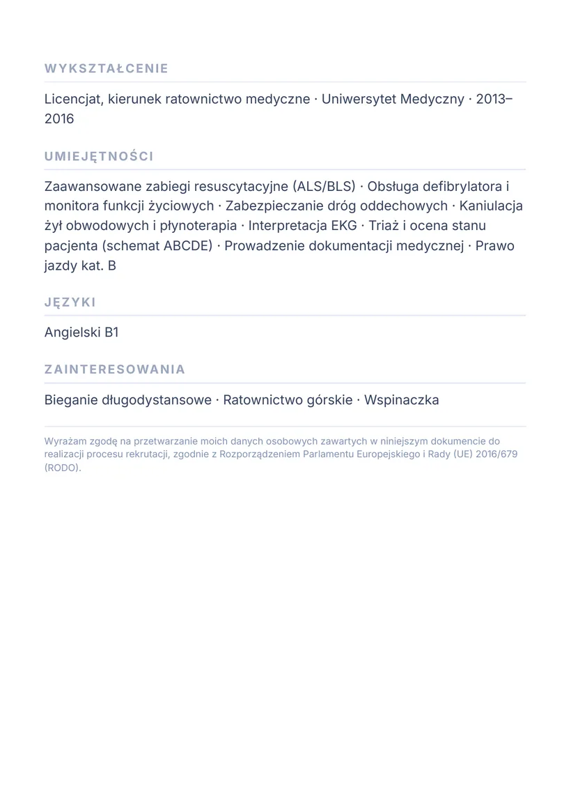 Wzór CV — Ratownik medyczny — strona 2
